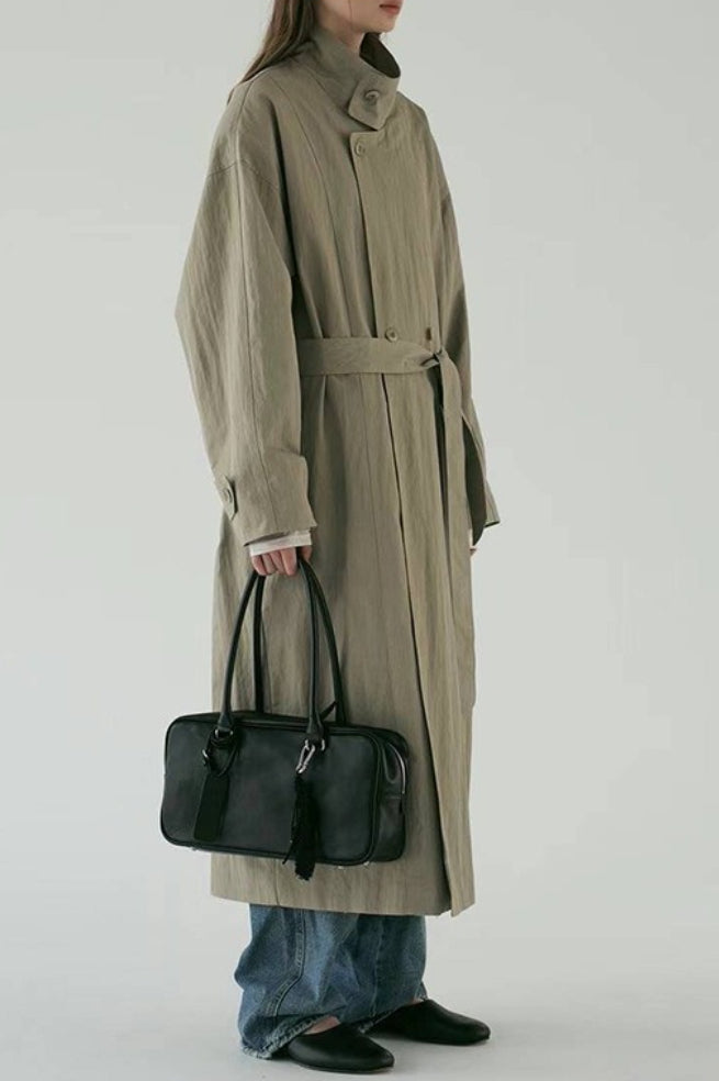 Oversized Stand Collar Long Casual Overcoat Main image