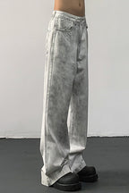 White Dirty Fit Vintage Relaxed Straight Jeans
