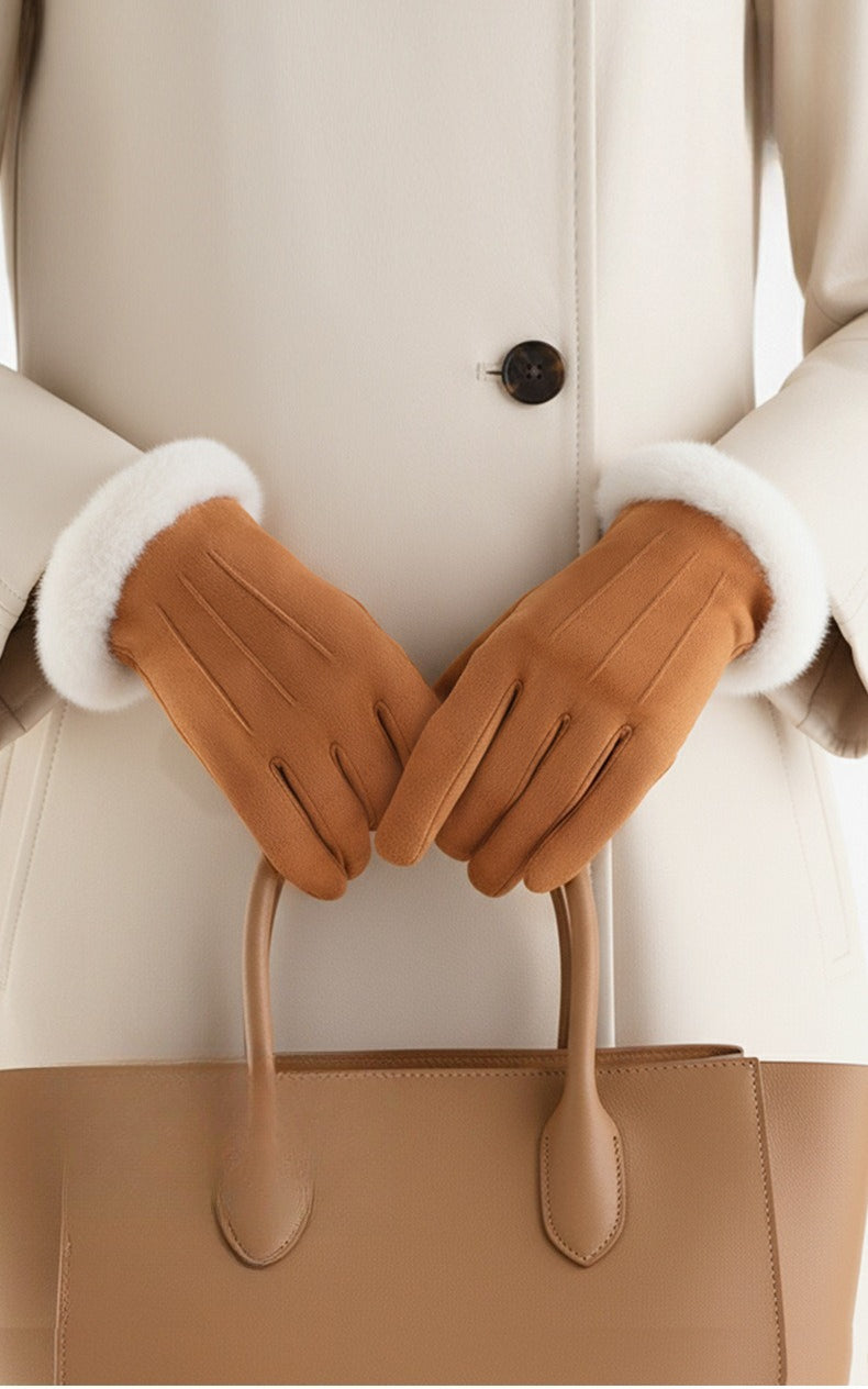 Windproof Fleece Lined Suede Touchscreen Gloves Secondary image