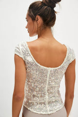 Sequin Backless Pullover Tank Top