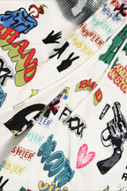 Graffiti Print Wide Leg Cargo Pants