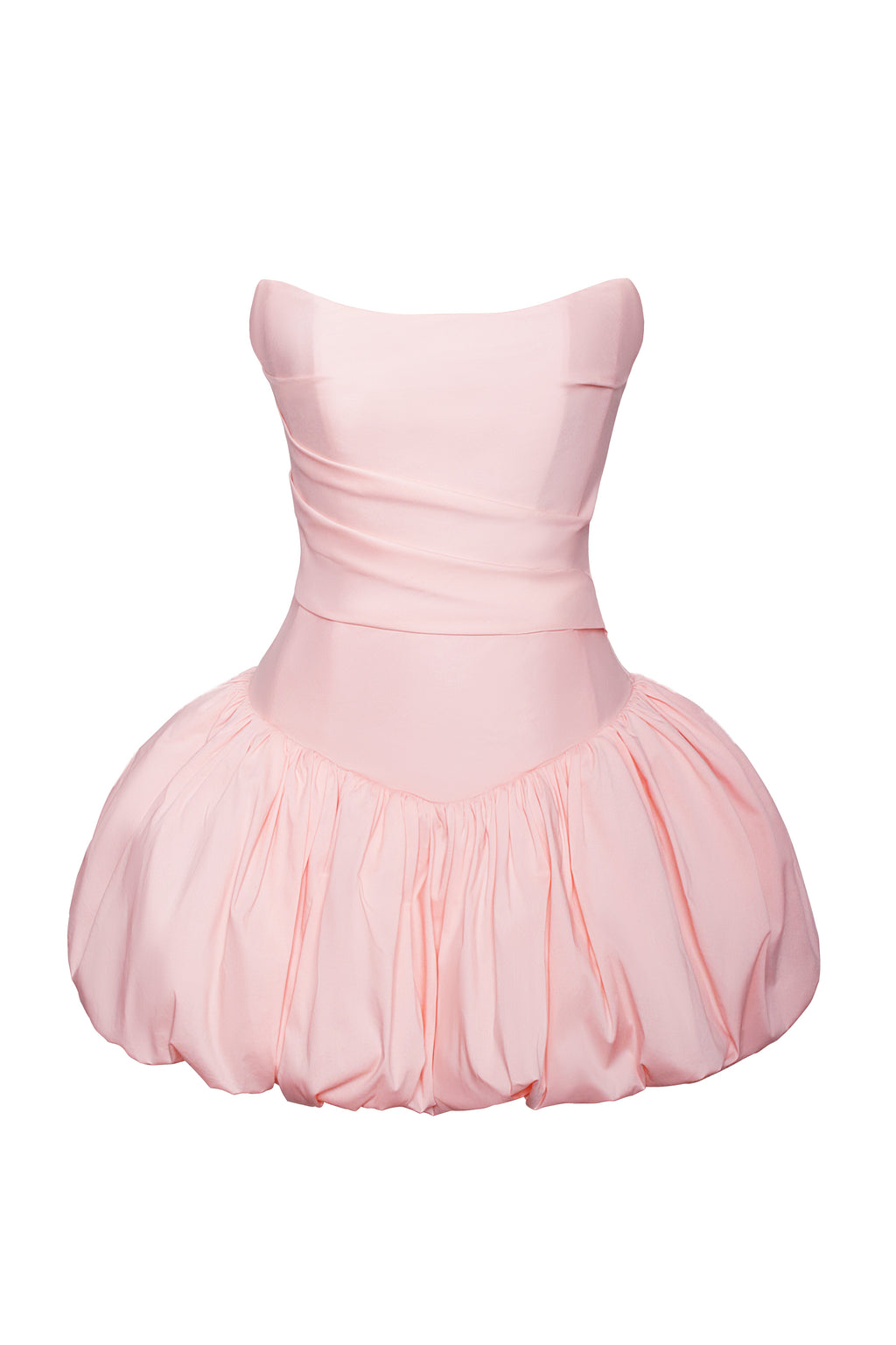 Oletta Pink Corset Strapless Graceful Bubble Hem Mini Dress Dresses