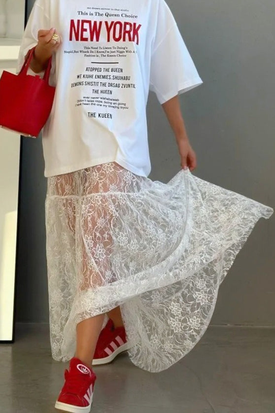 Jacquard Lace High Waist Maxi Skirt Main image