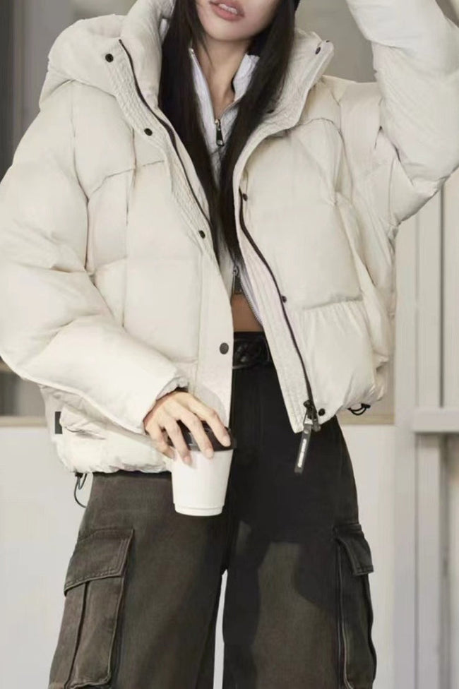 Cropped Hooded Insulated Puffer Jacket S / White Main image