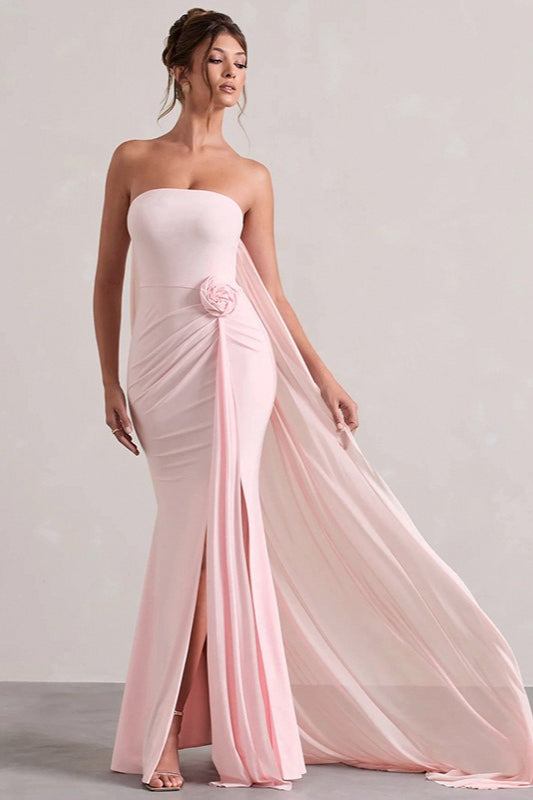 Strapless Floral Tie Maxi Dress S / Pink Main image