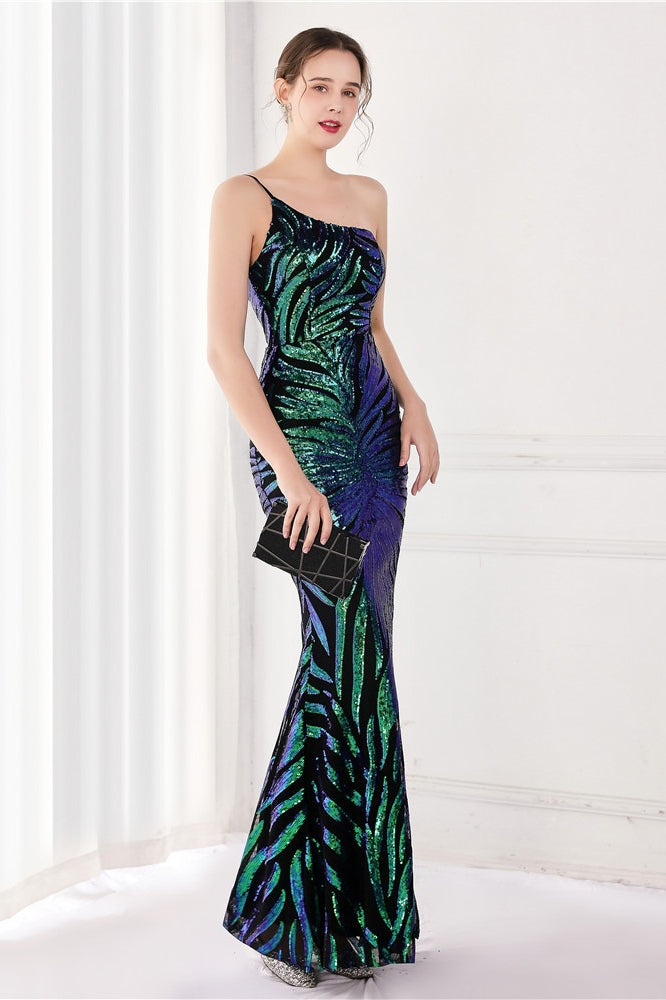 Sparkle Beaded V Neck Party Gown Formal Dress S / Green