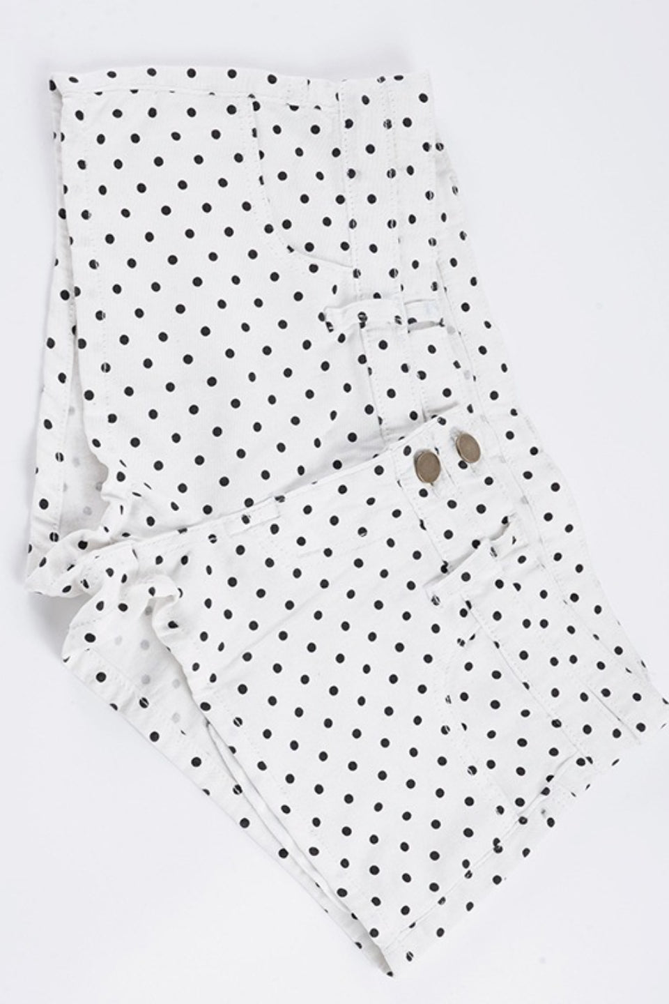 Polka Dot Low Rise Denim Mini Shorts