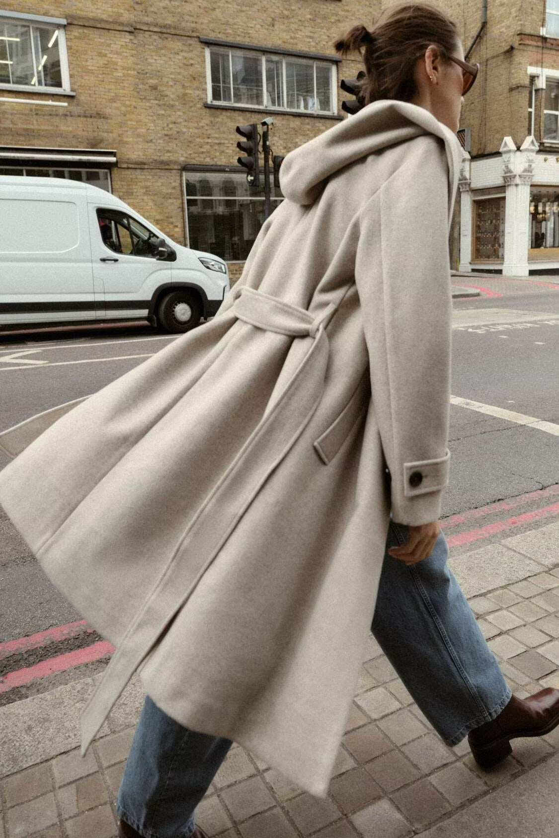 Soft Hooded Loose Fit Casual Overcoat Secondary image
