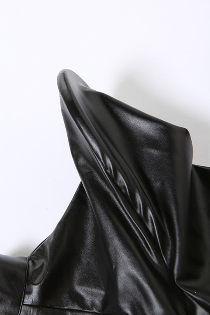 Exaggerated Pointed Shoulder High Neck Bolero Jacket