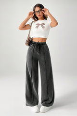 Drawstring Low Rise Washed Loose Straight Jeans