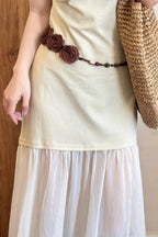 Chiffon Flower Beaded Tassel Decorative Waist Chain