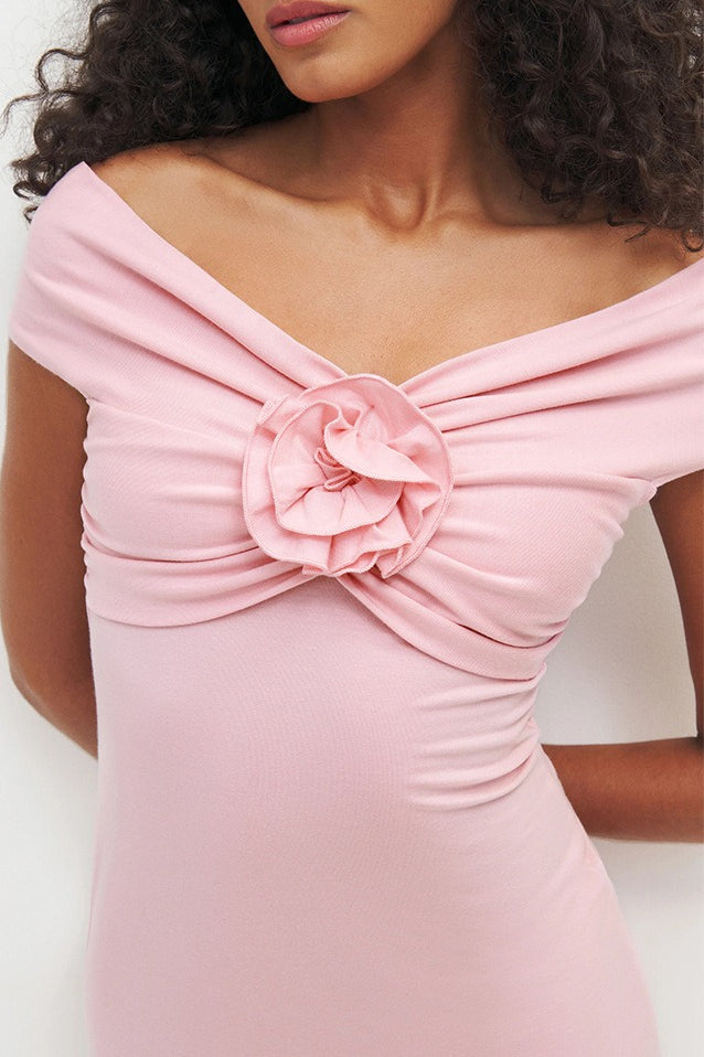 Solid Color Off-the-shoulder Knit Cocktail Dress Main image