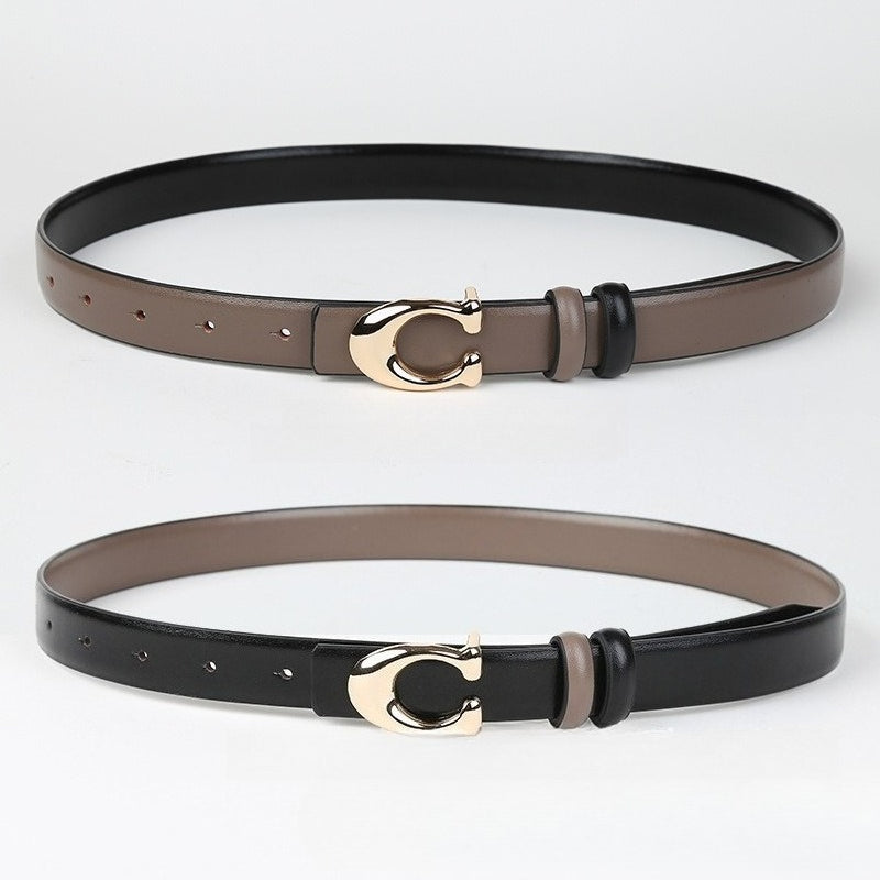 Color Block Reversible Double Sided Belt