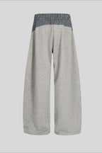 Plaid Panel Barrel Leg Sweatpants