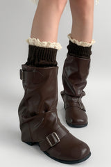 Crochet Lace Trim Cable Knit Boot Cuffs