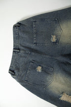 Camo Panel Distressed Wide Leg Jeans