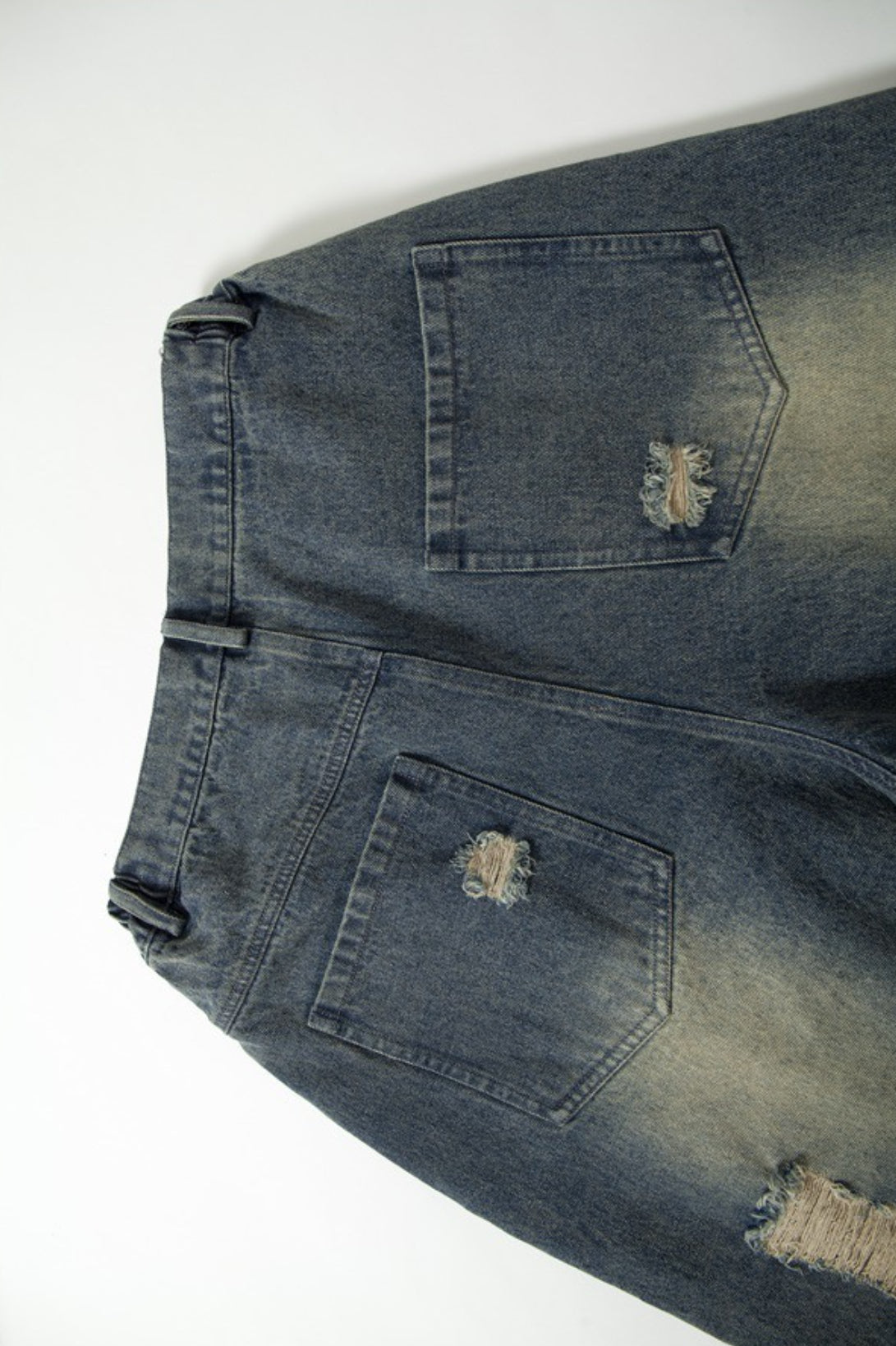 Camo Panel Distressed Wide Leg Jeans