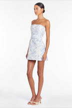 Strapless Belted Bodycon Mini Floral Dress