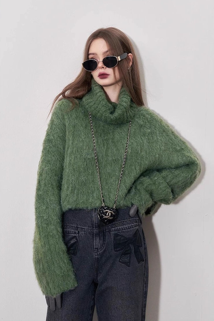 Cropped High Neck Pullover Sweater Secondary image
