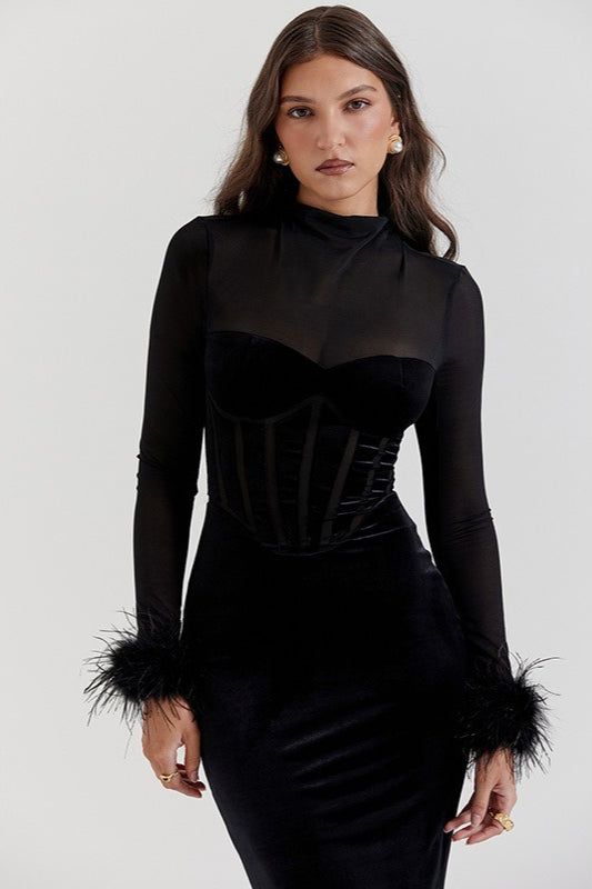 Textured Velvet Fuzzy Accent Cocktail Dress Main image