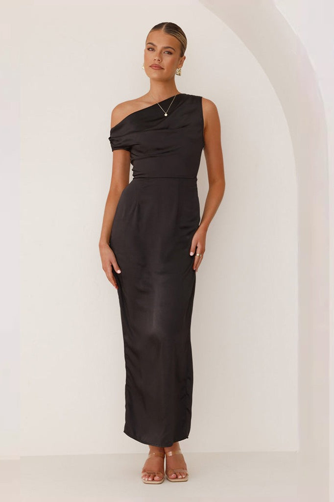 Solid Sleeveless Asymmetric Formal Dress