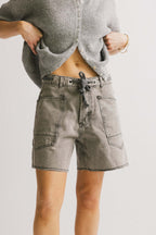 Vintage Washed Loose Fit Denim Drawstring Shorts