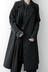 Black Double Breasted Long Blazer Overcoat