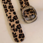 Leopard Print Haircalf Leather Waist Belt