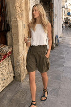 High Waist Utility Wide Leg Loose Fit Shorts