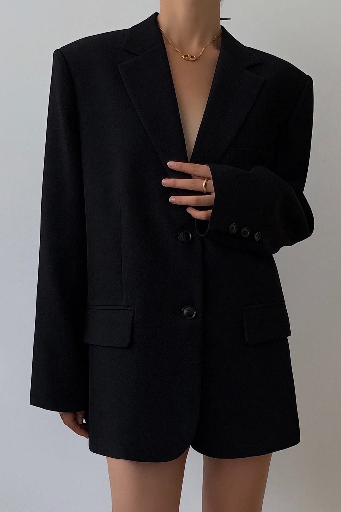 Black Slouchy Retro Style Blazer Main image