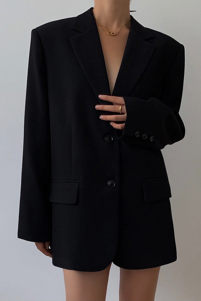 Black Slouchy Retro Style Blazer Main image