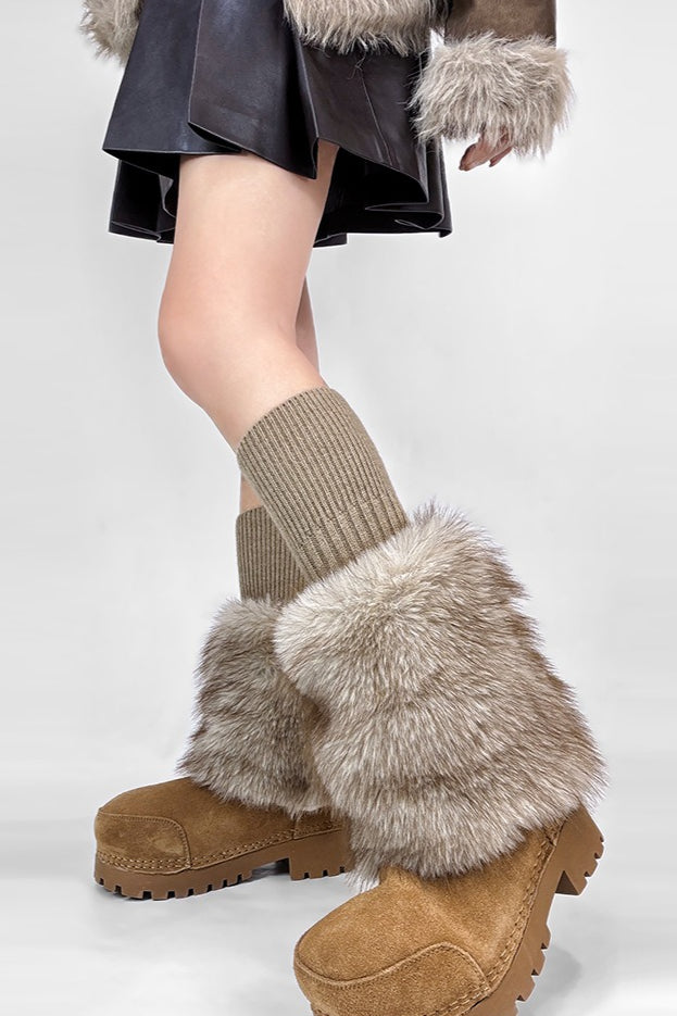 Chunky Ribbed Faux Fur Leg Warmers Main image