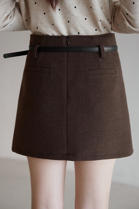 Solid Tartan Textured Skirt Secondary image