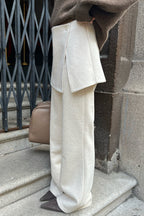 Layered Look Fleece Lined Ruffle Casual Pants