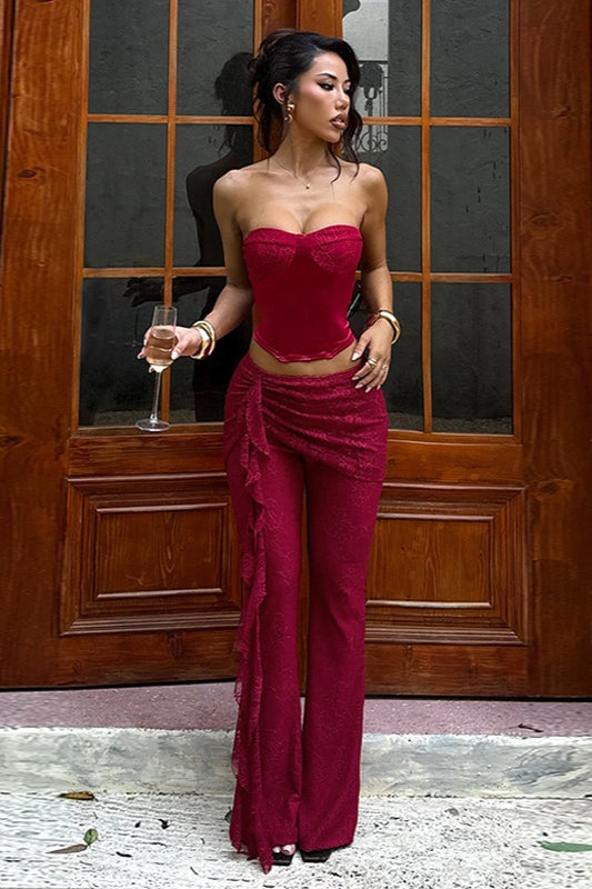 Sexy Lace Ribbon Slim Flare Pants Main image