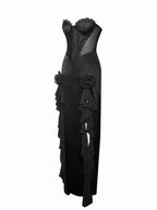 Talia Black Satin Charming Lace Corset Maxi Dress Dresses