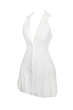 Reyna White Backless Charming Pleated Mini Blazer Dress Dresses