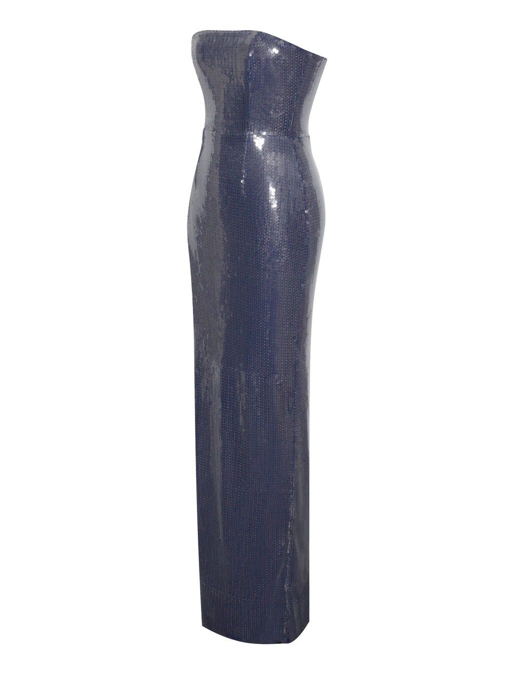 Ramona Navy Sequin Strapless Graceful High Slit Maxi Dress Dresses