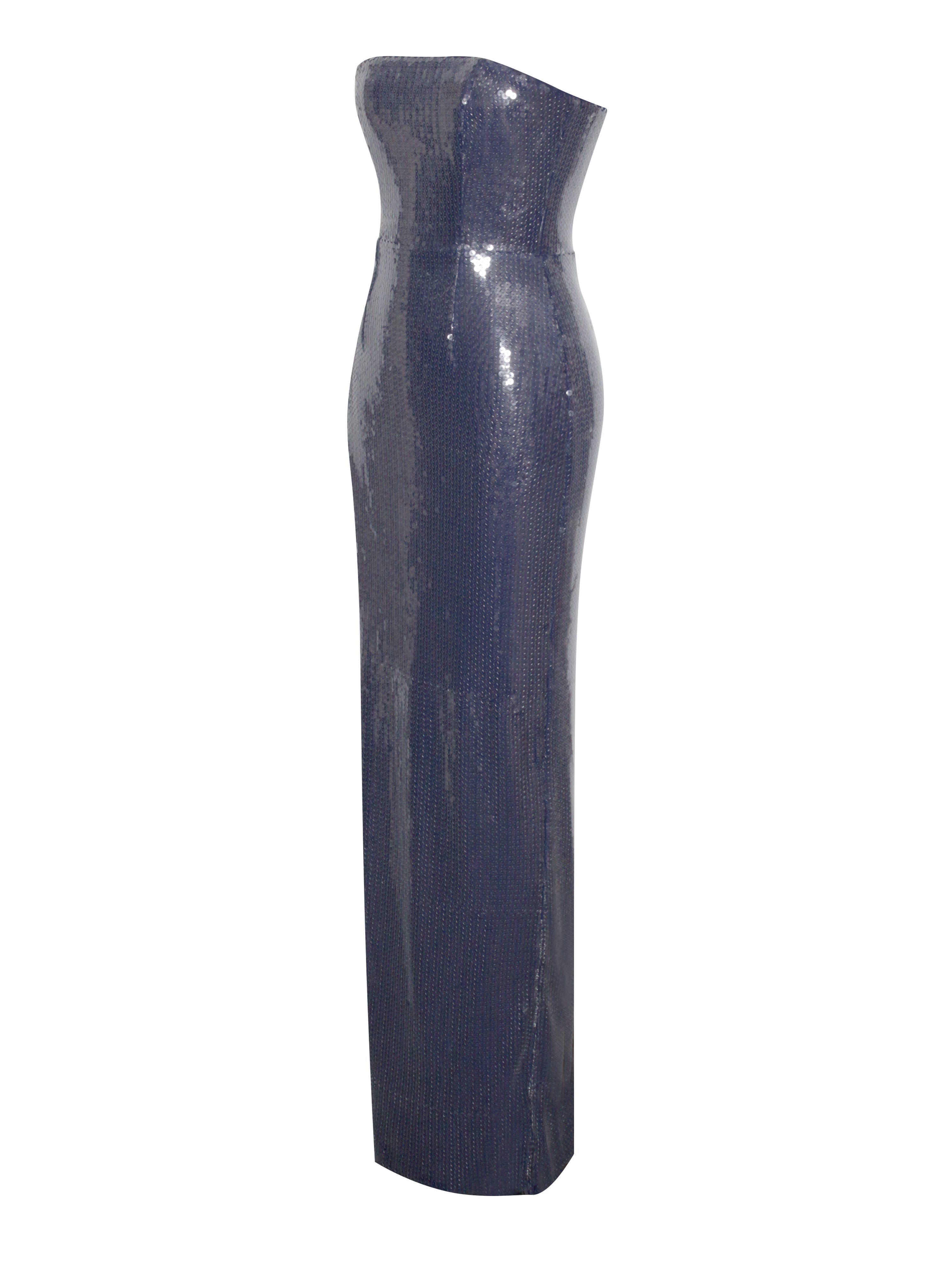 Ramona Navy Sequin Strapless Graceful High Slit Maxi Dress Dresses
