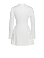 Delia White Blazer Charming Dress with Pleated Detail Dresses