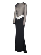 Aggie Black Sheer Maxi Graceful Dress With Crystal Waist Trim Dresses