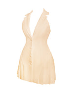 Reyna Beige Backless Charming Pleated Mini Blazer Dress Dresses