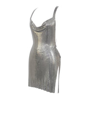 Serenity Silver Stylish Copper Mesh Dress Dresses
