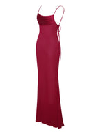 Tatiana Burgundy Rayon Charming Backless Maxi Dress Dresses