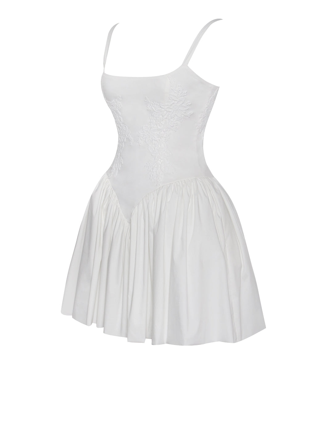 Kadi White Cotton Drop Graceful Waist Corset Mini Dress Dresses