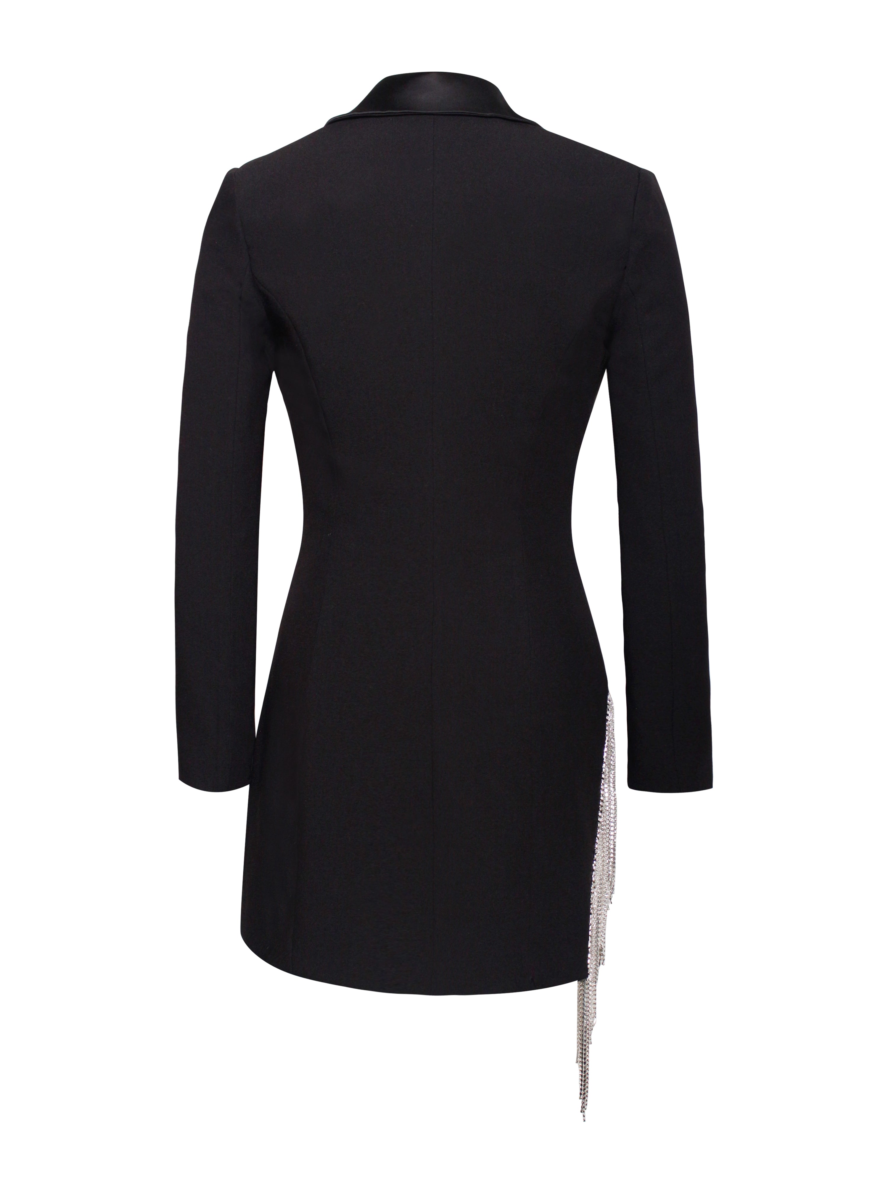 Freya Black Crystal Charming Fringe Blazer Dress Dresses