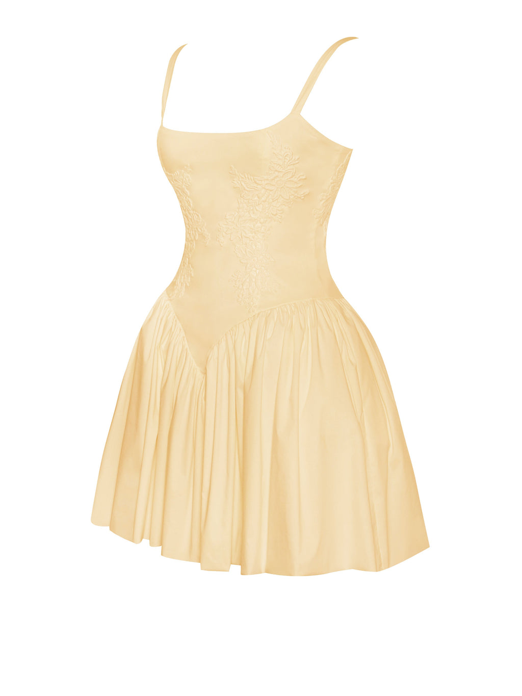 Kadi Yellow Cotton Drop Graceful Waist Corset Mini Dress Dresses