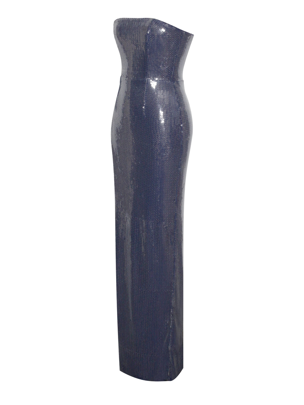 Ramona Navy Sequin Strapless Graceful High Slit Maxi Dress Dresses