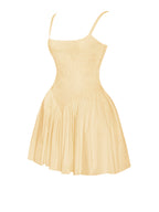 Kadi Yellow Cotton Drop Graceful Waist Corset Mini Dress Dresses