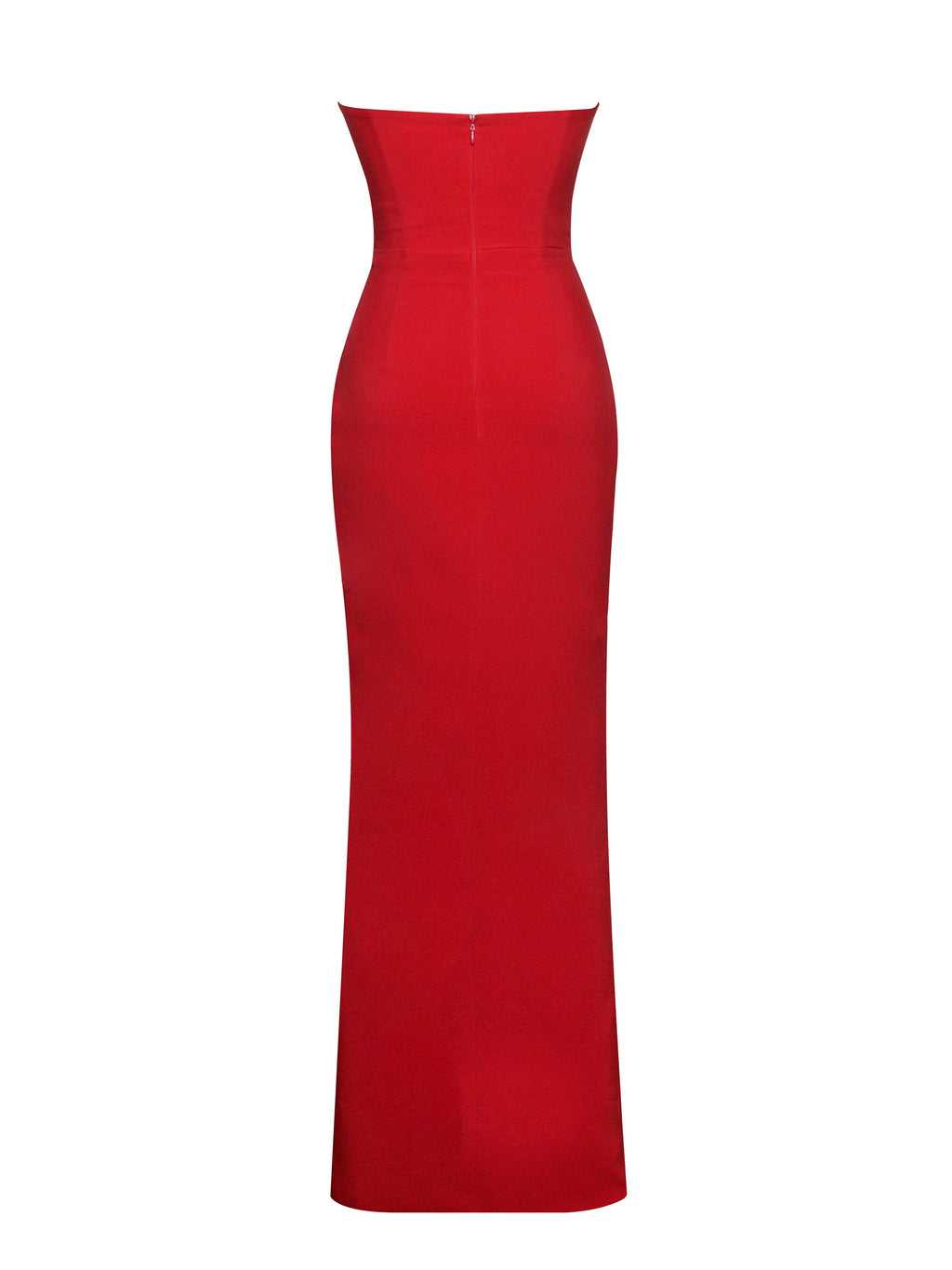 Xoana Red Crystal Charming Embellished High Slit Gown Dresses